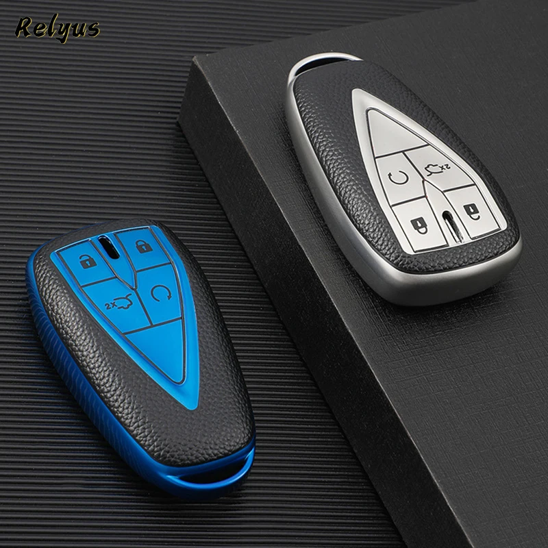 

TPU Leather Car Key Case Cover Fob for Changan CS35 Plus CS55 Plus CS75 Plus 2019 2020 Car Key Protector Shell Auto Accessories