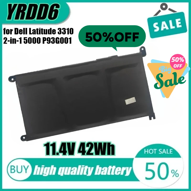 

Новый высококачественный аккумулятор для ноутбука YRDD6 11,4 В 42 Втч для Dell Latitude 3310 2-в-1 5000 P93G001 VM732 Vostro 5490 3491 5481