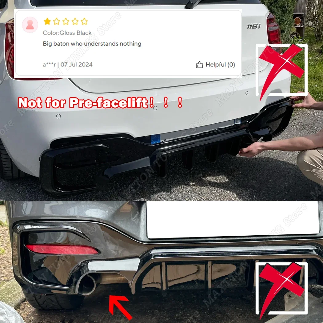 Car Rear Bumper Lip Diffuser Spoiler Splitters Guard Body Kit Tuning For BMW 1 Series M Sport F20 F21 M135i M140i 2015-2019