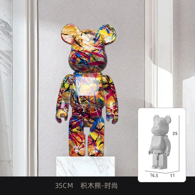 

Fashionable style 21 color 35cm resin graffiti violent bear brick violent bear jewelry office desk and living room decoration