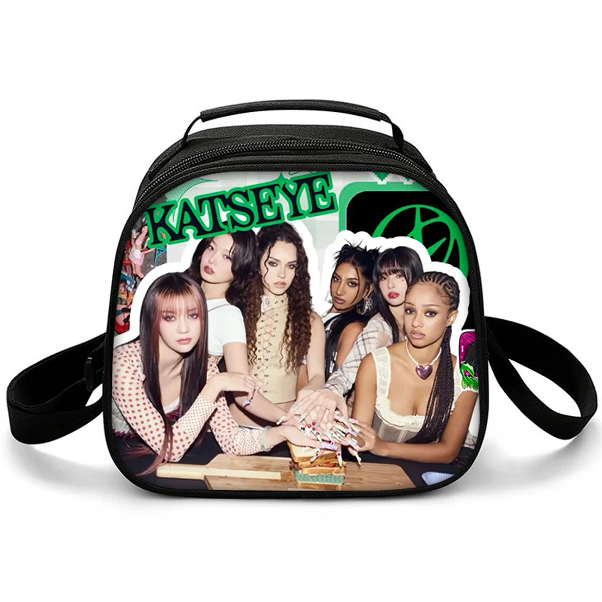 Classic Popular Crossbody Katseye Semicircle Lunchbox Thermal insulation Food Lunch Bag 3D Printed Insulated Handbags Ice Bags