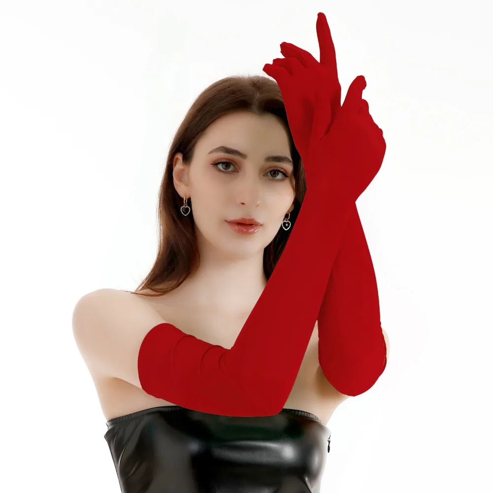 Women's Extended Stretch Milk Silk Gloves Summer Sunscreen Thin Dance Performance Wedding Gloves 57cm Over Elbow