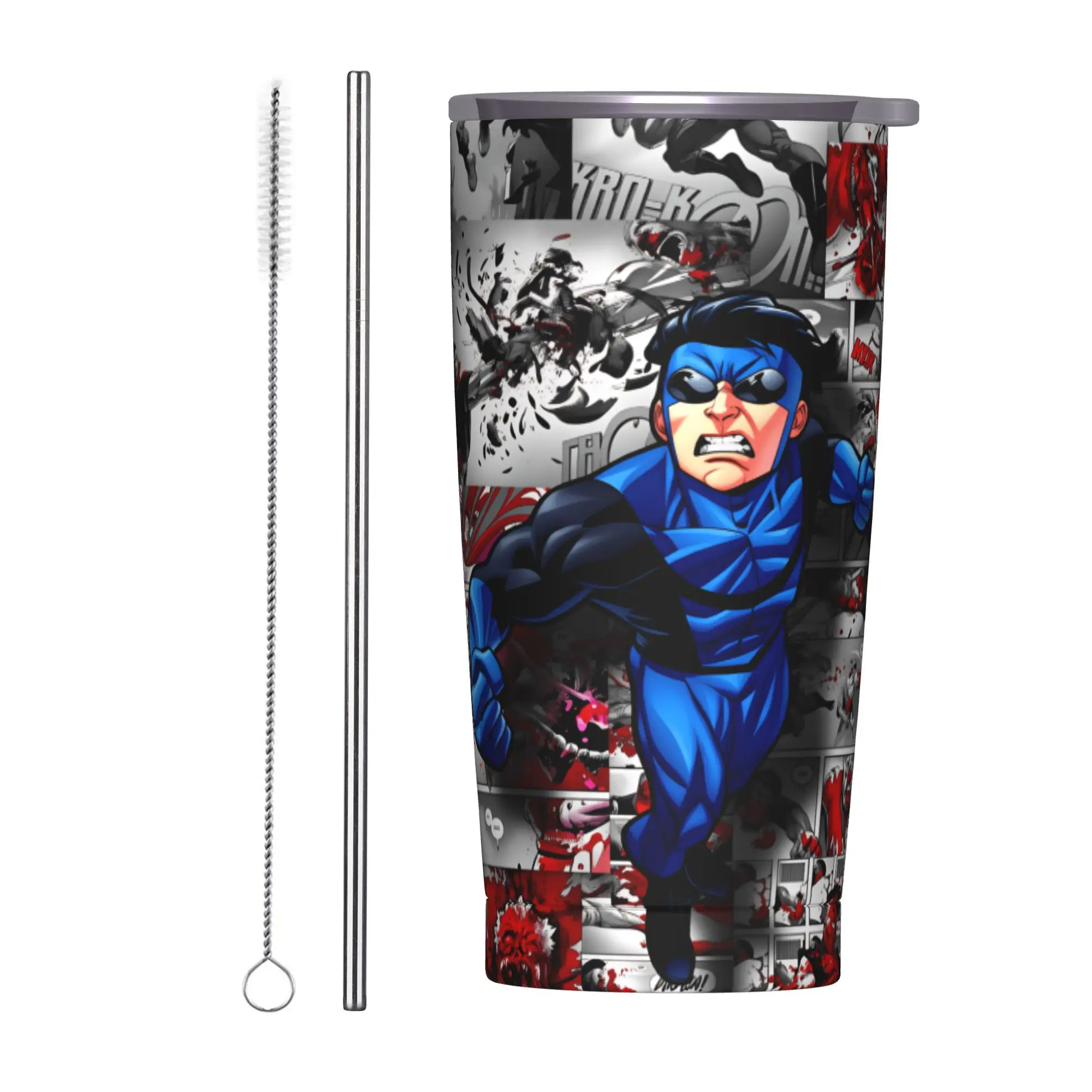 Comic I-Invincible Hero Tumbler  Leakproof Hot Drinks Water Bottle Stainless Steel Driving Car Mugs,
