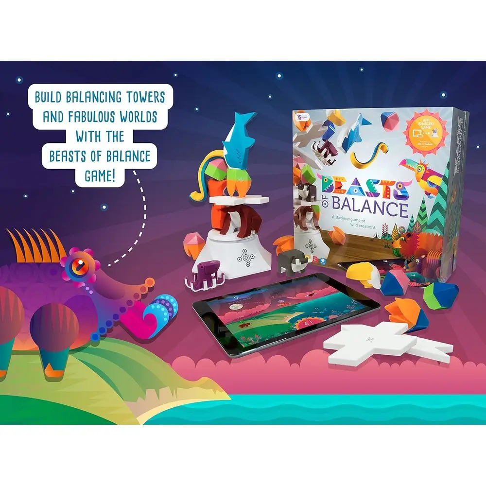 Beasts of Balance: Digital Tabletop Hybrid Stacking Game for Ages 7+ with Plinth