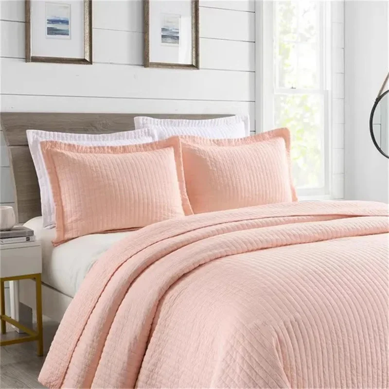 Colcha listrada na cama conjunto de colcha de algodão reversível acolchoado capa de cama queen king size cobertor acolchoado lance colchão topper