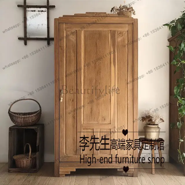 

Medieval style solid wood single door wardrobe log style solid wood wardrobe locker