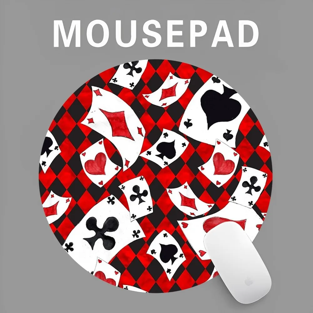 Playing Cards Pattern Mousepad INS Tide Round Keyboard Mat Table Mat Students Cabinet Gamer Desktop Mousepad Cup Mats Deskpad