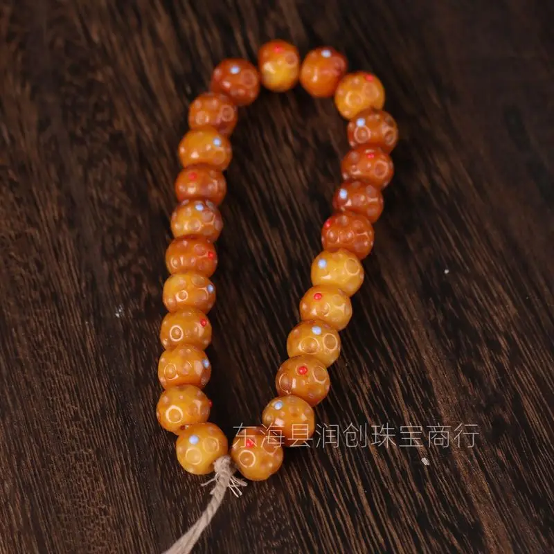 Tibetan-style camel bone multi-dolored gemstone hand-held Buddhist bead bracelet with woven cord pendant, creative accessory
