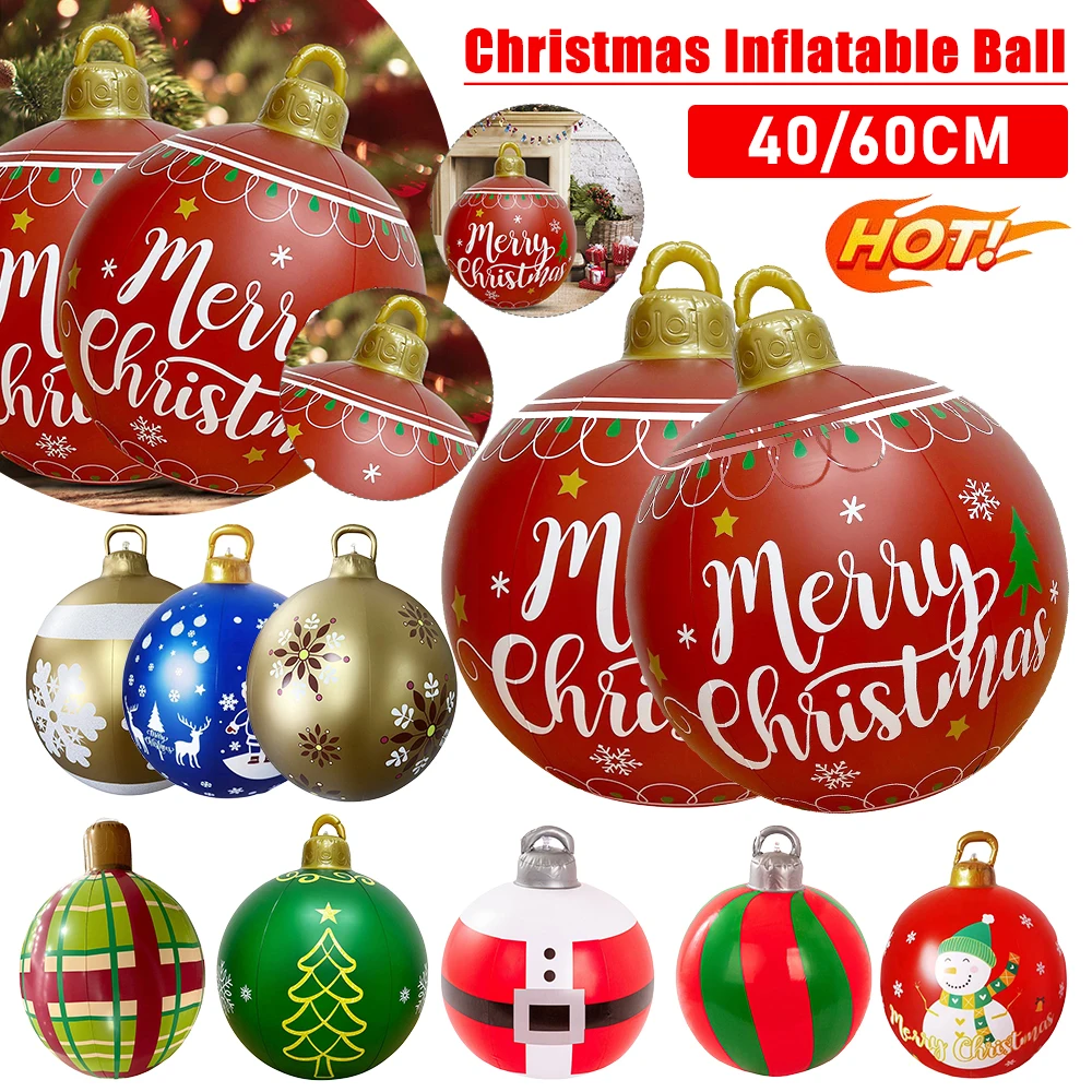 Outdoor Christmas Inflatable Decor Ball 40/60cm PVC Giant Big Large Balls Xmas Tree Decorations Toy Ball without Light Ornament