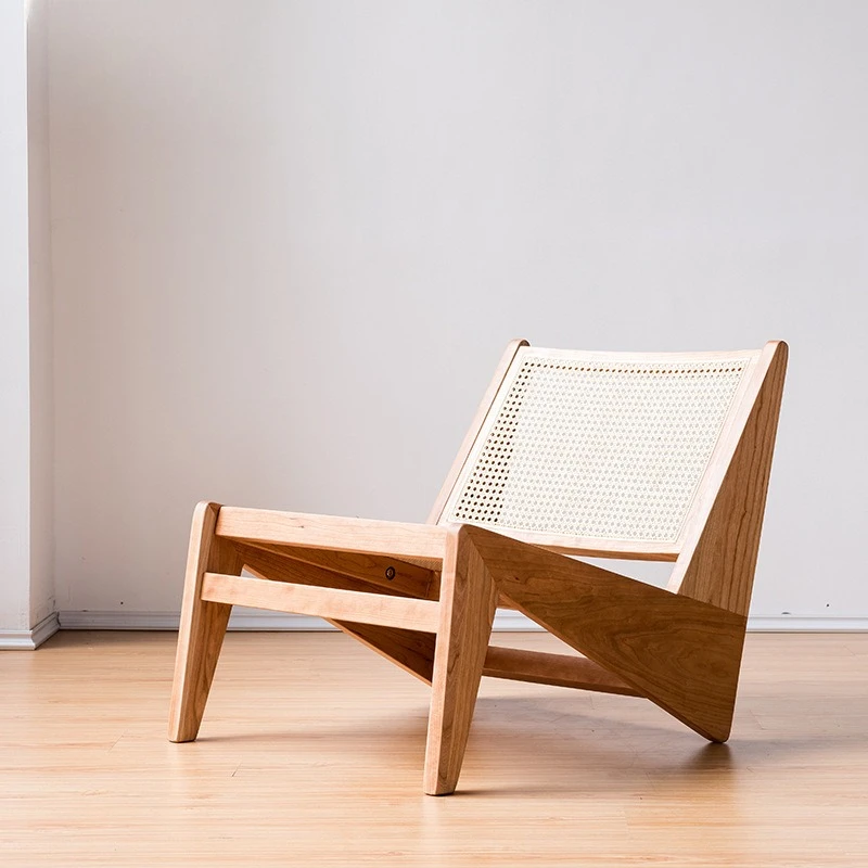 

Kangaroo chair wabi-**** wind medieval furniture solid wood rattan backrest balcony recliner