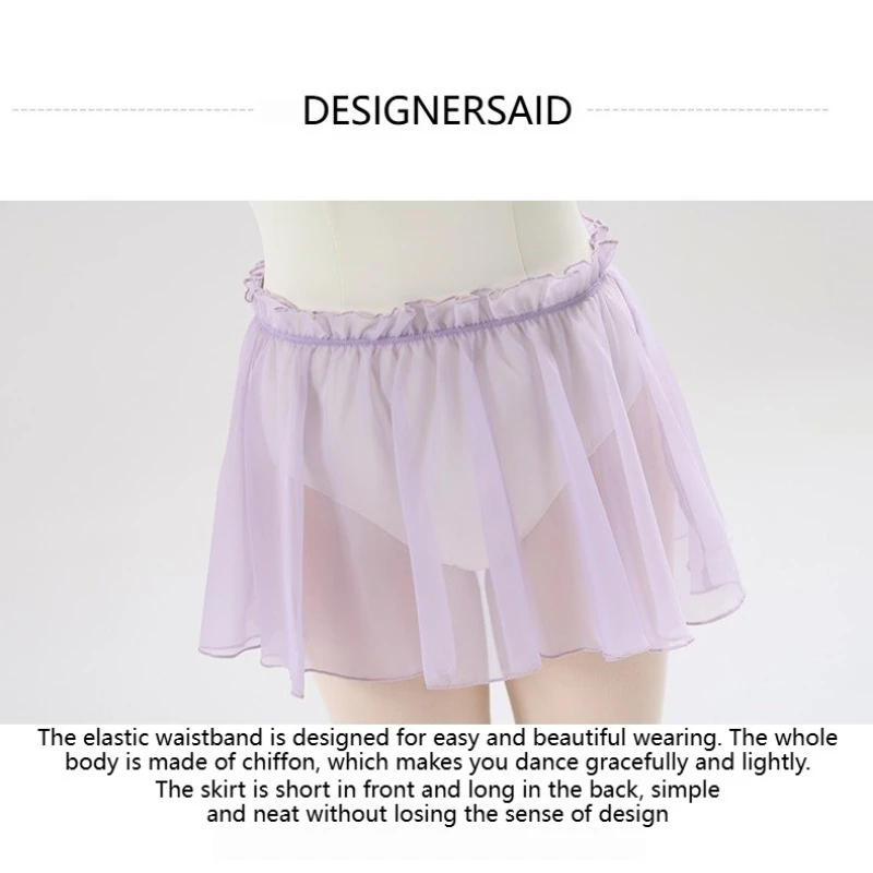 Jupe de Ballet en mousseline de soie pour femmes, jupe de Ballet violette à volants pour adultes, vêtements de danse pour spectacle sur scène, Costume de danse d'entraînement de Yoga