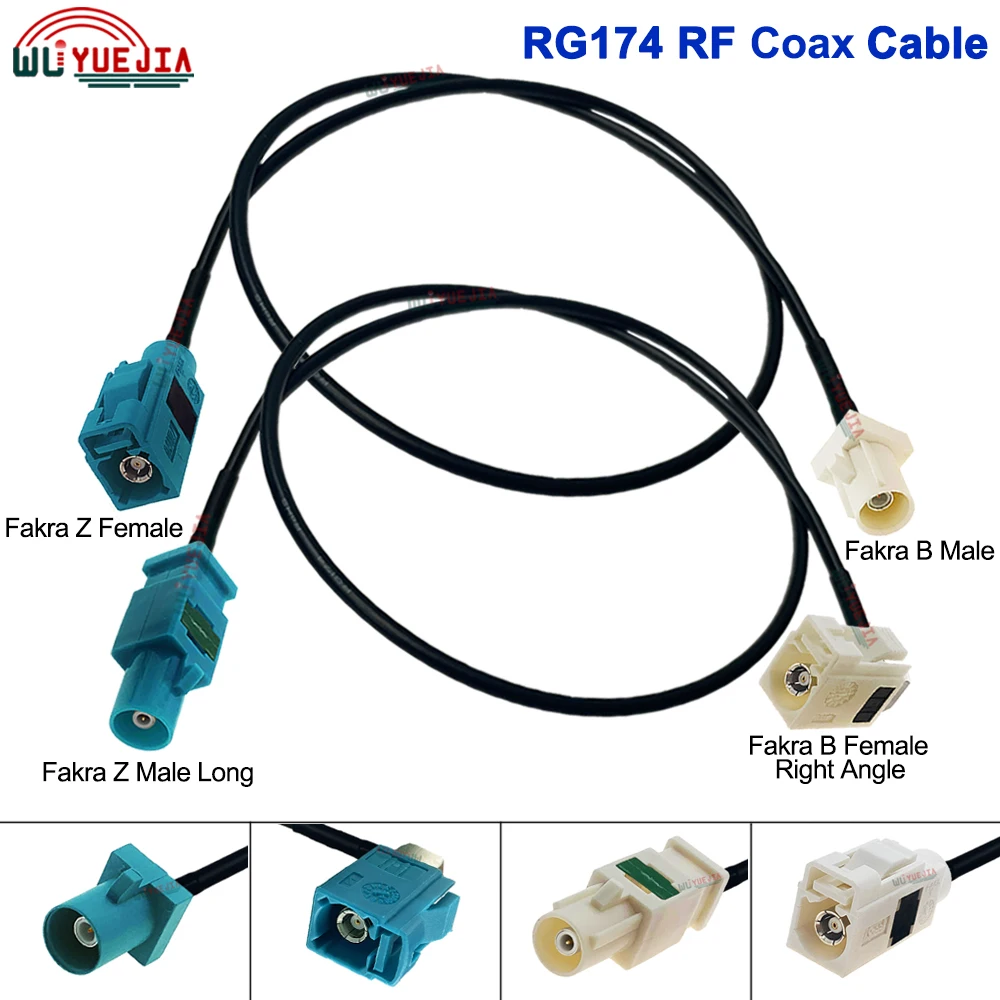 

RG-174 RF Cable White Fakra B Male or Female to Water Blue Fakra Z Plug Jack 50 ohm RF Coaxial Connector For GPS Antenna Systems