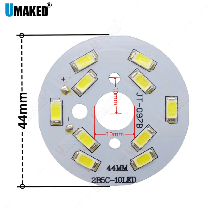 5W LED PCB with smd5730 chips installed, 10mm middle hole led lighting source for pendant light, crystal lamp etc