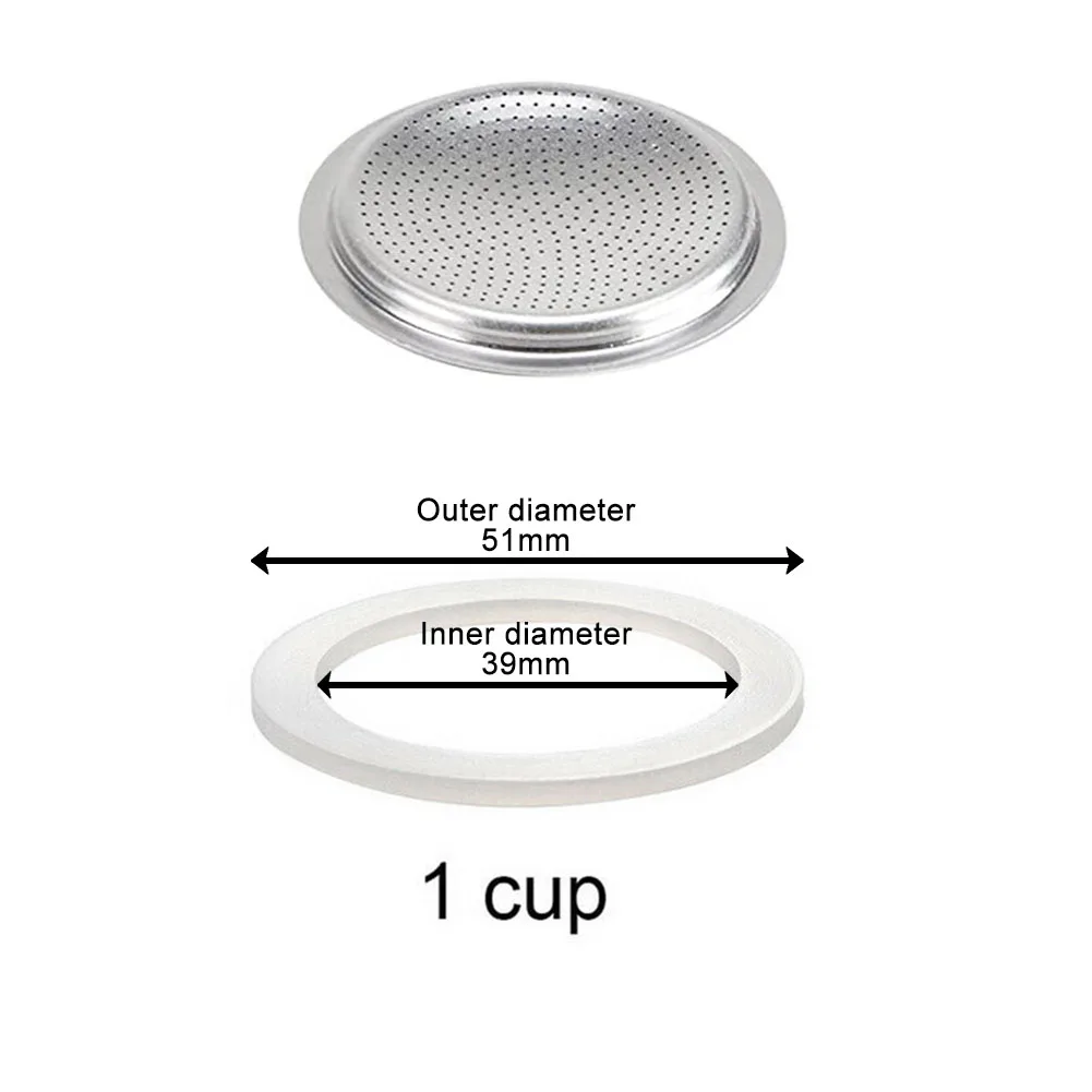 Moka Stove Pot Silicone Gasket Seal With Sieve Washer Gasket Ring Replacenent Parts For Coffee Maker Filter Accessories