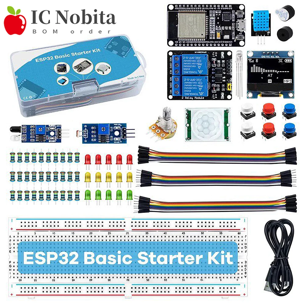 Nouveau Kit de démarrage pour ESP32 ESP-32S WiFi + Module de carte de développement Bluetooth carte d'apprentissage IoT avec capteur tutoriel LED platine de prototypage