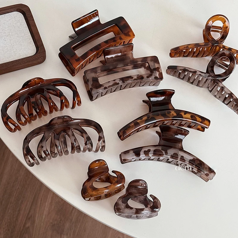 

Korean Women Large Advanced Retro Leopard Print Design Hair Claw Barrettes Girl Fashion Hair Clip Sweet Hair Accessorie Headwear