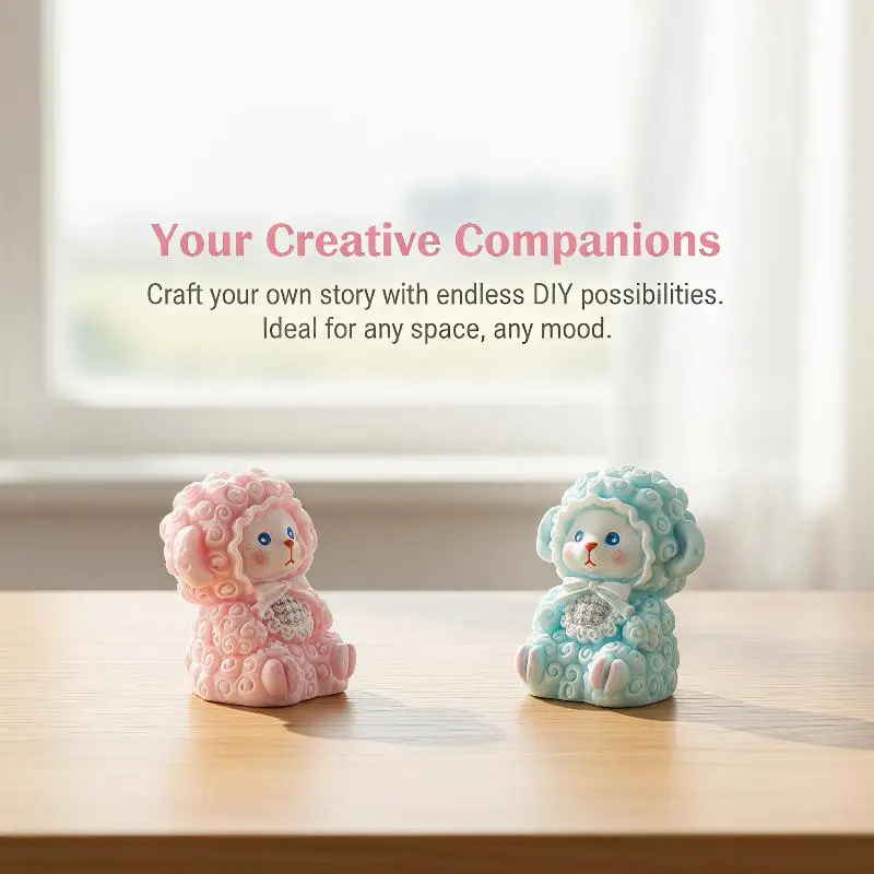 5Pcs Cute Mini Resin Sheep Figurines Soft Pastel Colors Lovely Details For Desktop Fairy Garden Decor