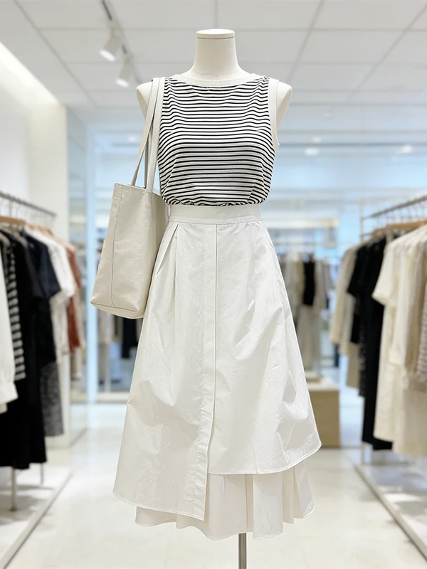 

Large Size Striped Vest Sleeveless Top White Skirt Two Piece Set Fashionable Casual Wear for Women Summer Outfit Set