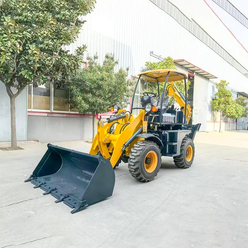 Stable Backhoe Loader Hydraulic Manipulation Dual Bucket Design 4WD Wheel Equipment For Small Earthwork Farm Site Road Patching