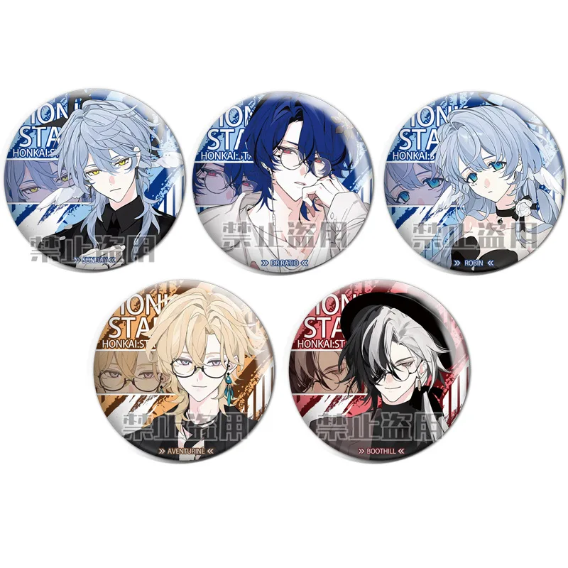 Honkai Star Rail Badge Sunday Dr Ratio Robin Aventurine Boothill Anime Round Tinplate Brooch Backpack Decor Game Fans Gift