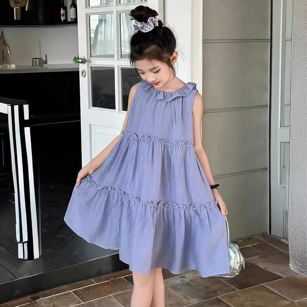 Girls Skirts 2024 Summer New Childrens Clothing CuHK Children Foreign Fashion Network Red Princess Sleeveless Dress Casual