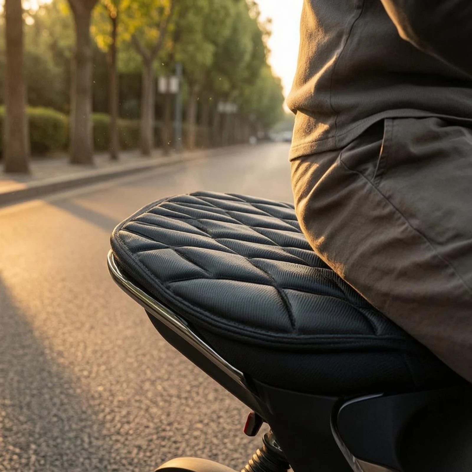 Motorcycle Seat Cushion Cover Ventilated Quilted Seat Pad Vehicle Accessory for Enhanced Comfort on the Road