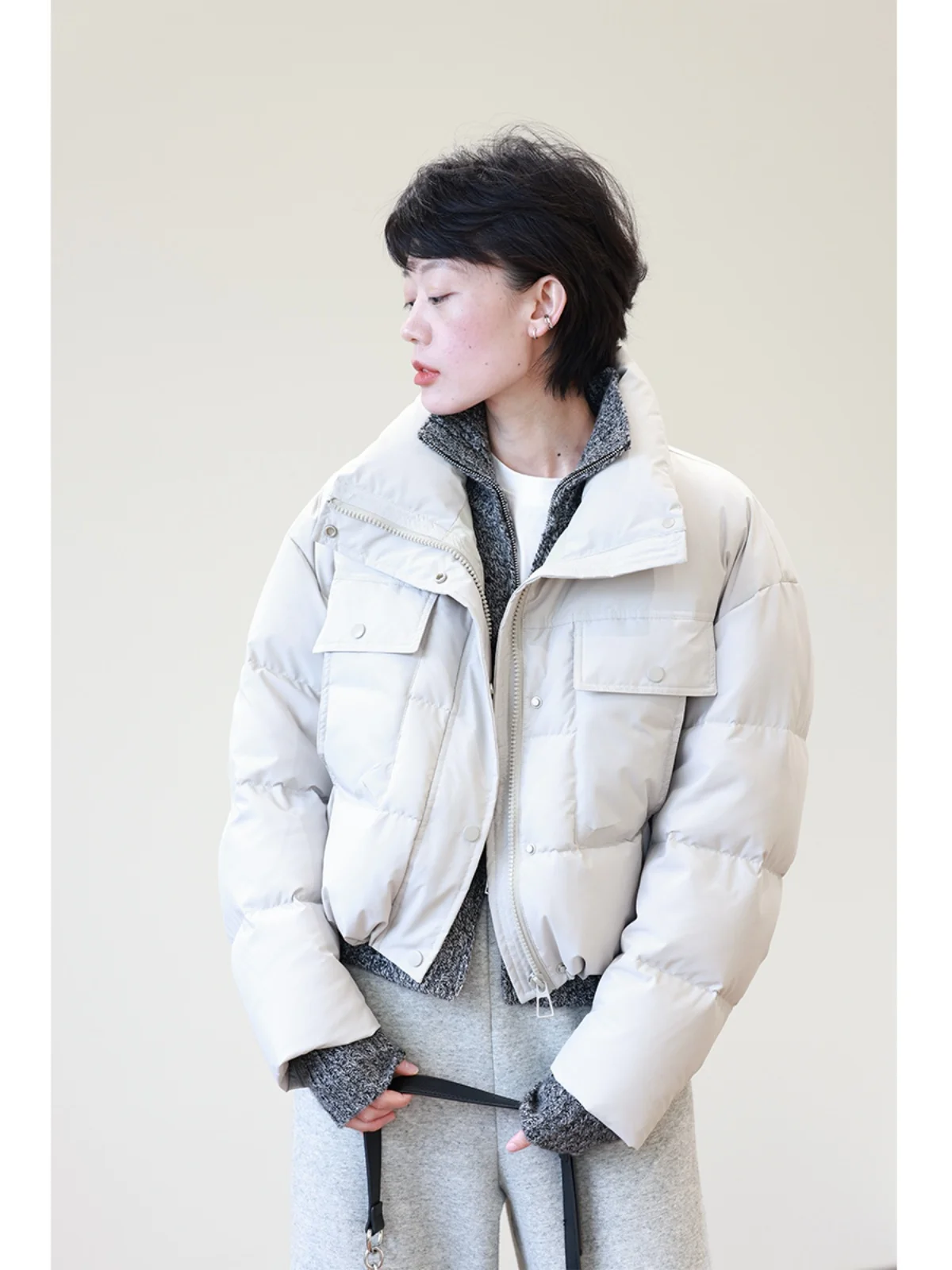

Women's ort Puffer Jaet 90 White Du down Thi Outdoor Workwear Sle Loose Fit Bread Coat Warm Sli Zipper Closure