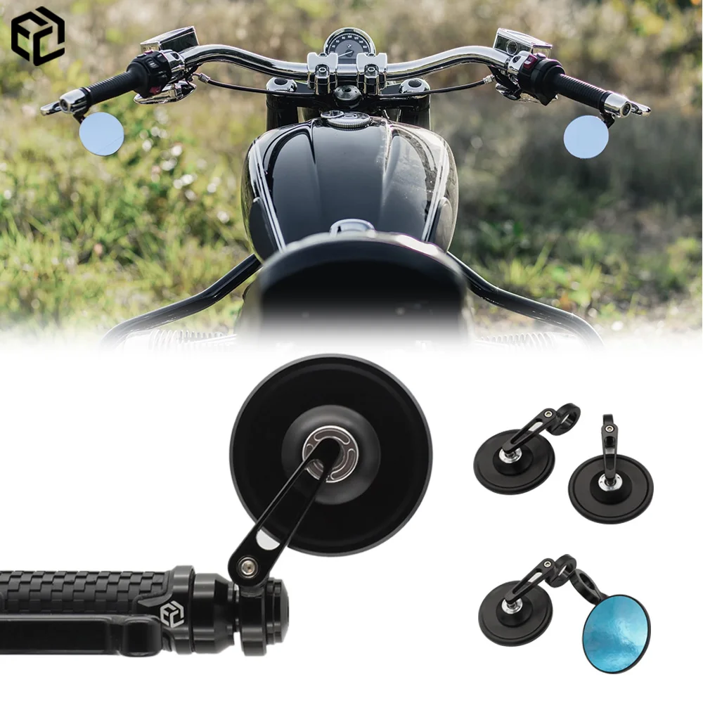 

2 PCS Motorcycle Rearview Bar End Mirror CNC Aluminum Moto Accessories For BMW All R18 With Blue Anti-stun Glass Mirrors