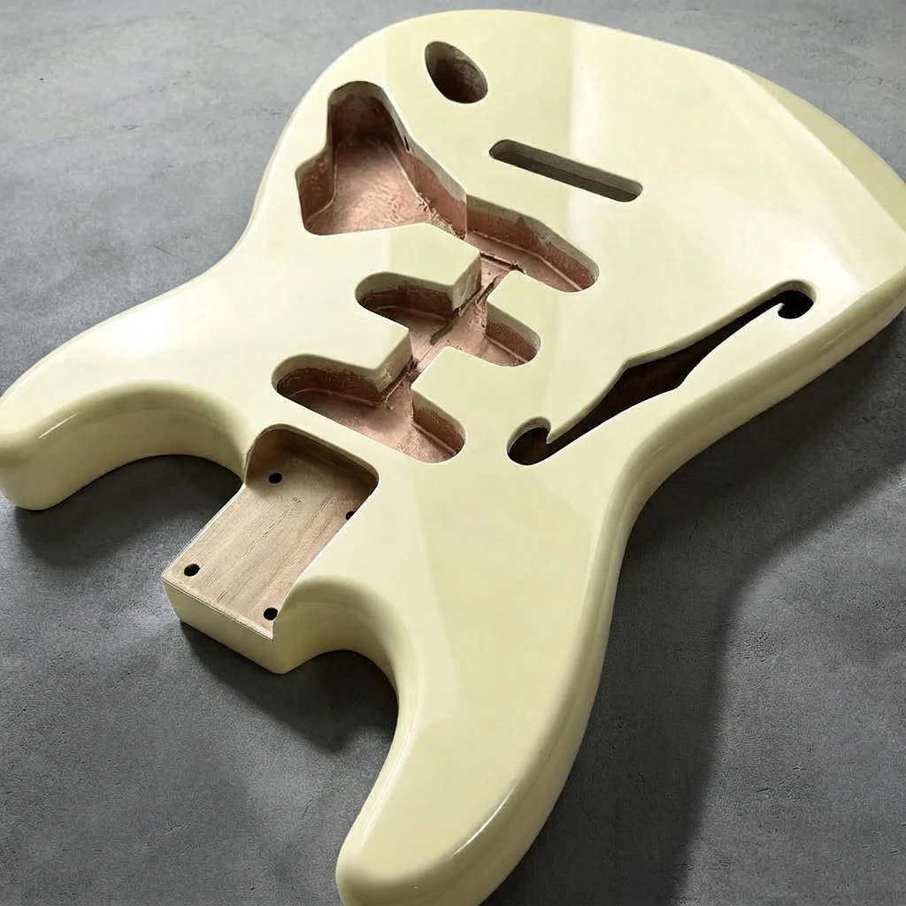 Thinline Semi Hollow Vintage Cream ST Body, Gloss Finish, Pre-Routed Cavities, Standard Neck Pocket, 56mm Heel Blank Part