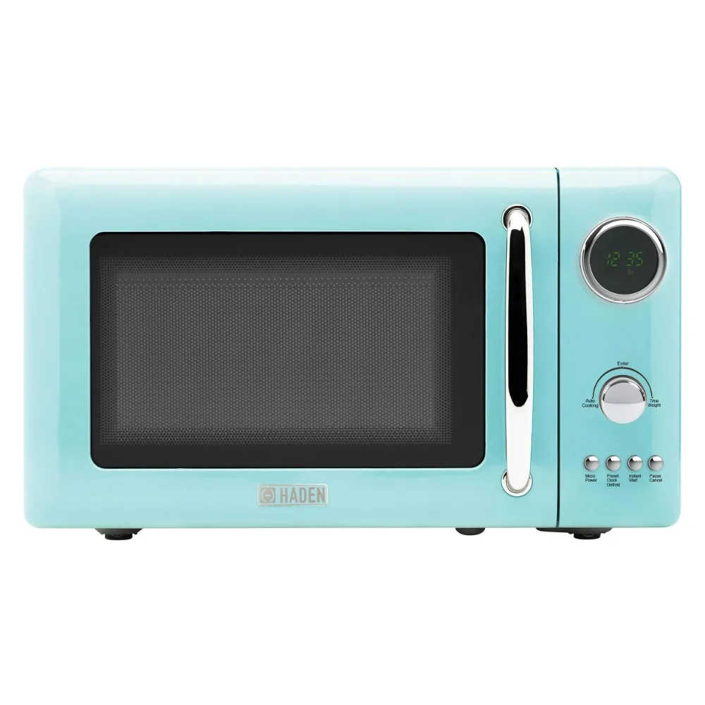 0.7 Cubic Foot Compact Countertop Microwave Oven, 700 Watt Small Microwave with 5 Power Levels & Express Functions, Turquoise