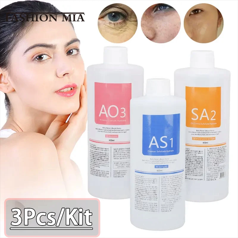 3 Pcs/Kit Facial Skincare Face Serum AS1 SA2 AO3 Aqua Peel Solution For Facial Machine Skin Deep Cleaning of 3 Serums