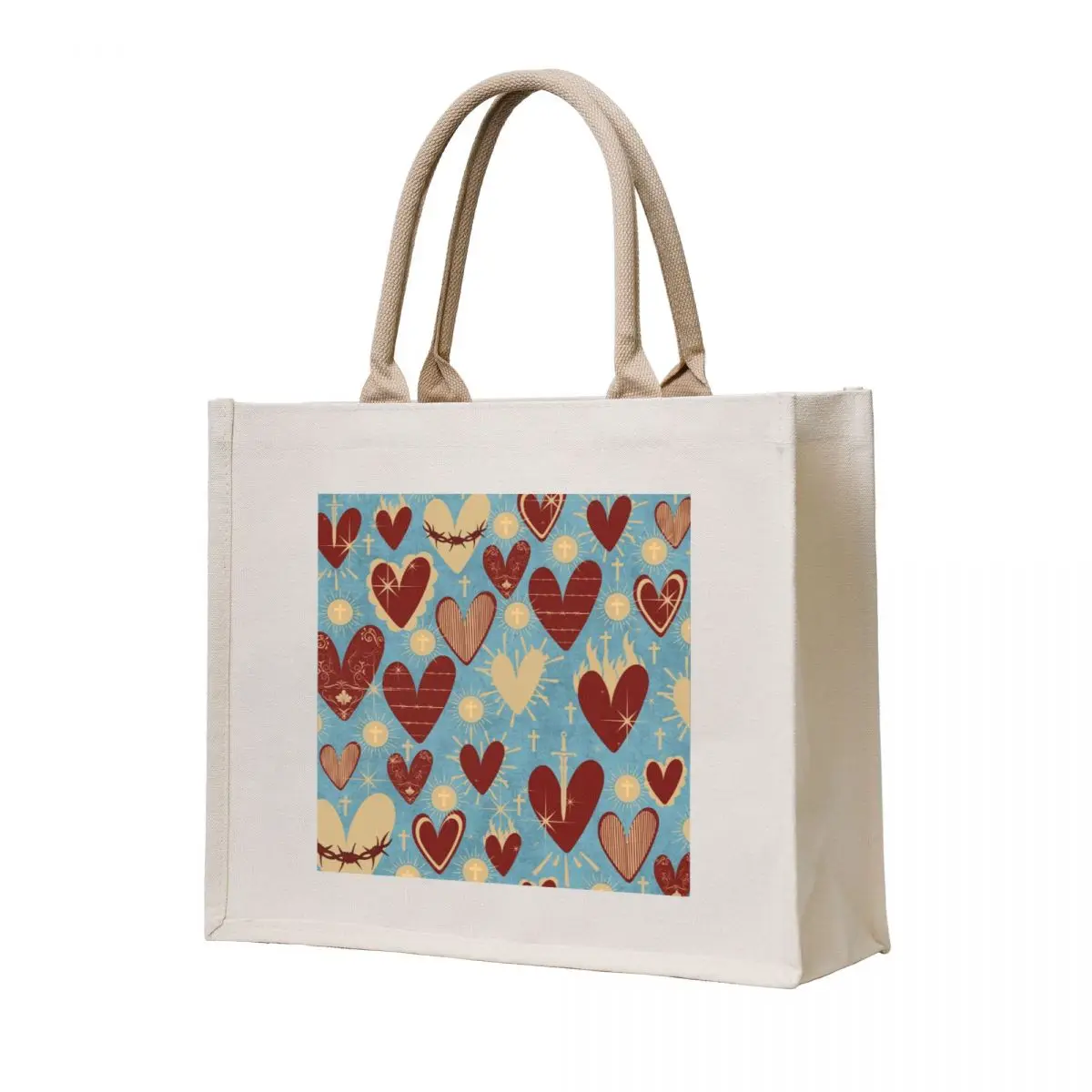 

Sacred Heart Motif Tote Bag hand bag ladies women bag foldable reusable handbag