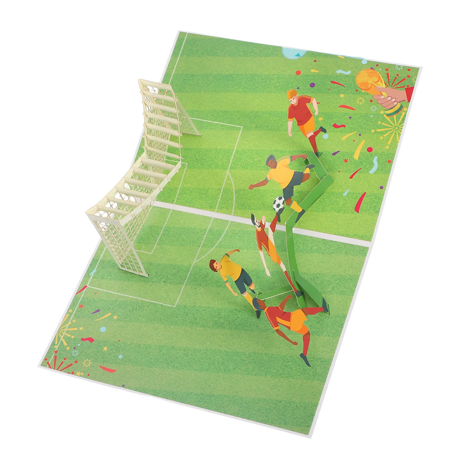 

Compact 3D Football Theme Card Exquisite Craftsmanship Festive Birthday Accessory for Boys Girls Children Special Occasion