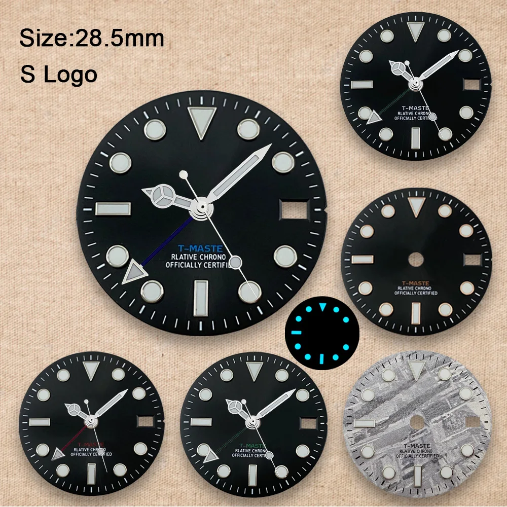 S Logo 28.5mm NH34 GMT 2 Dial NH34 Movement Ice  Blue Luminous Meteorite Watch Modification Accessories tools