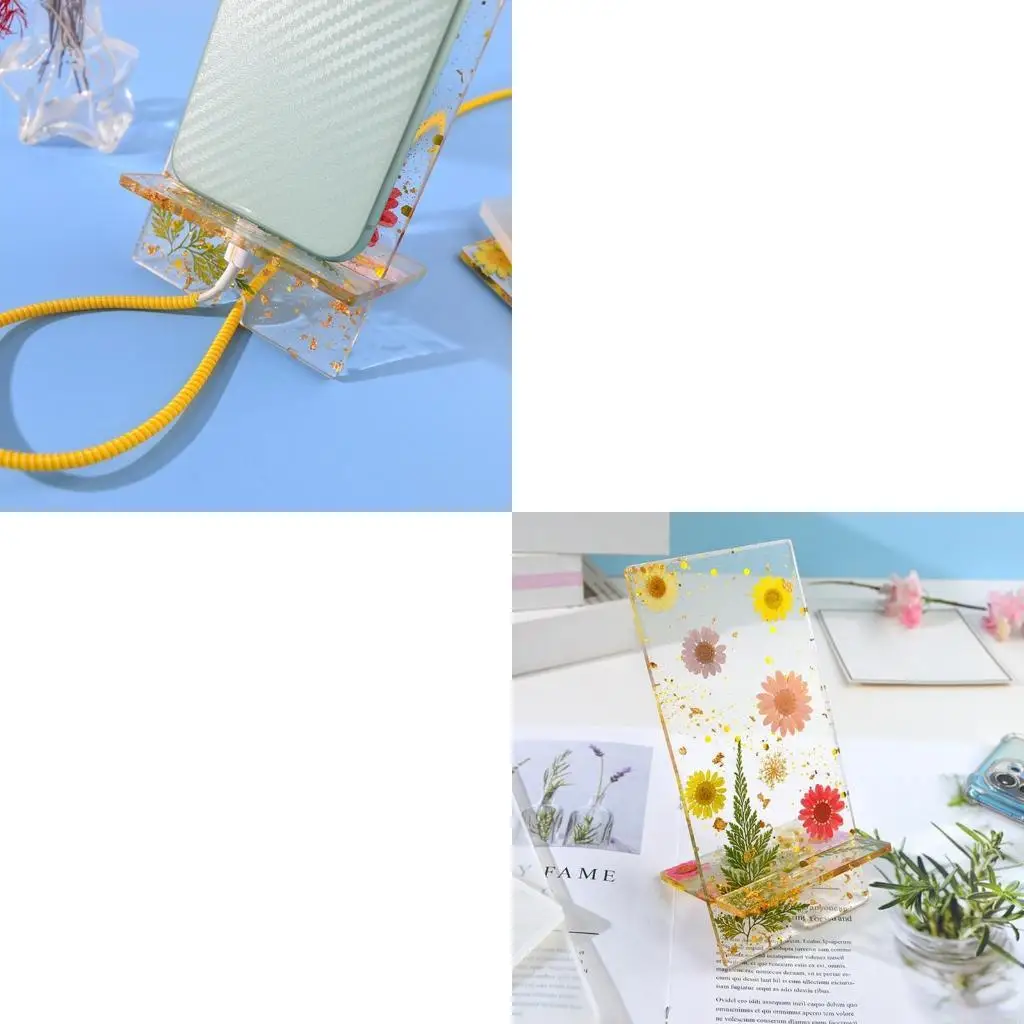 

2x Simple Silicone Mobile Phone Holder Molds DIY Crystal Glue Phone Bracket Moulds Epoxy Resin Phone Stand Casting Mold