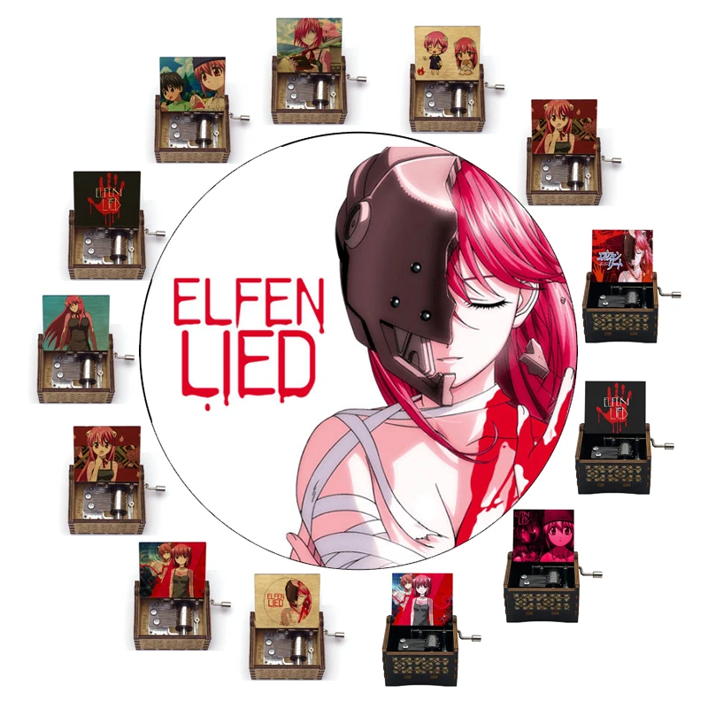 Elfen Lied Holz Vintage Lasergeschnitzte Spieluhr, Freunde Geburtstag Familienzimmer Desktop-Dekoration, spielt Lilium Melody Geschenk