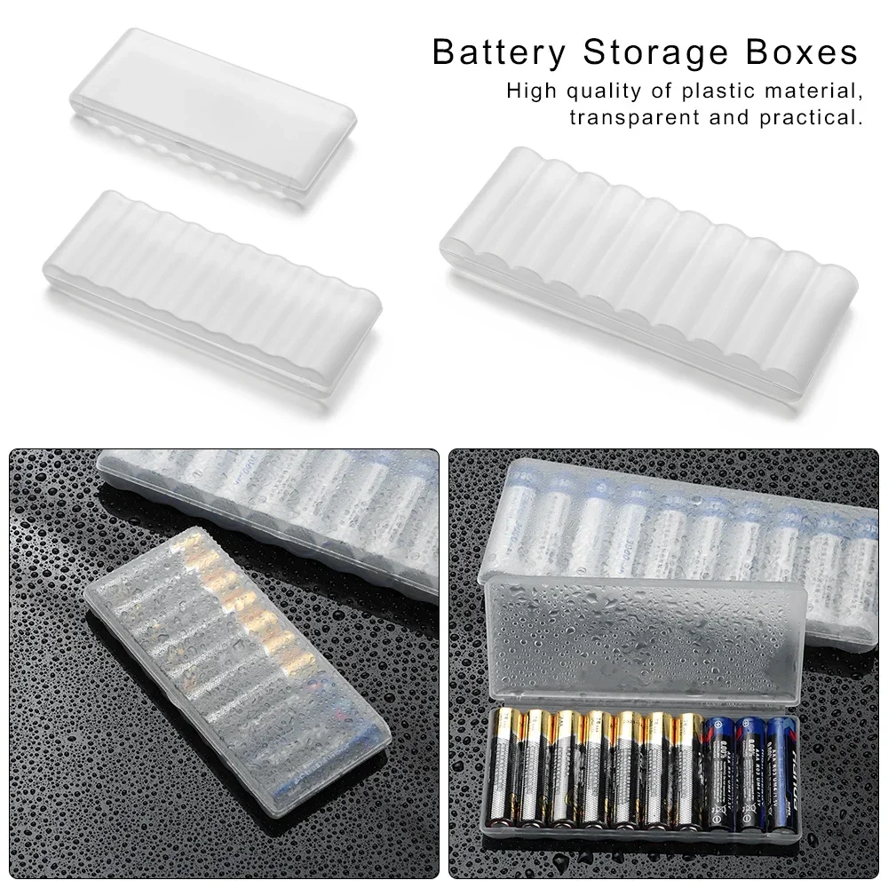 10 Slot Transparent White Plastic Battery Storage Box Hard Container Holder Case For AAA/AA/18650 Battery Organizer Accessories