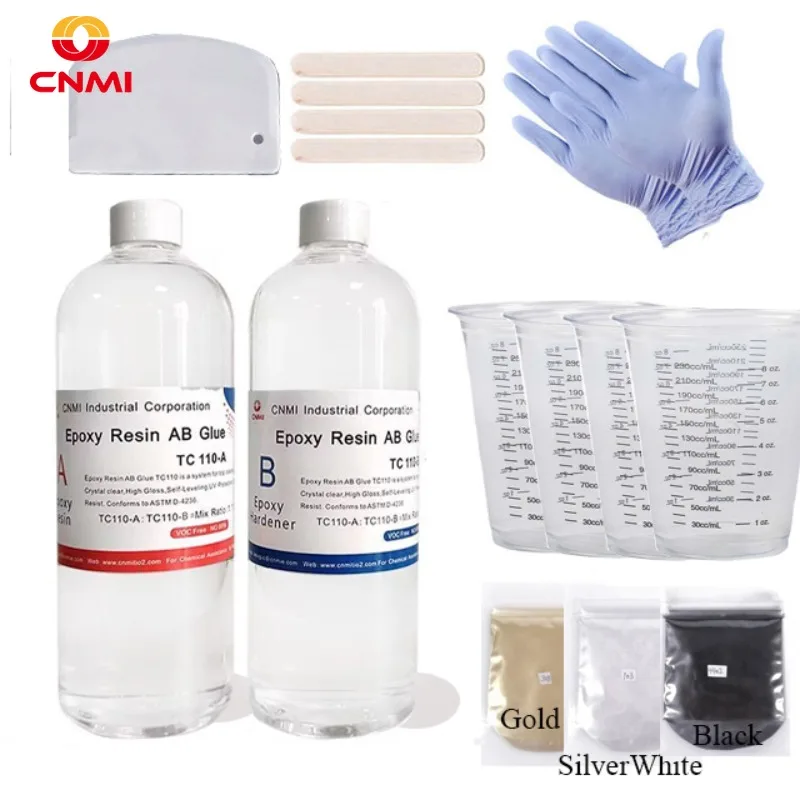 Cnmi-ab Kit de Resina Epóxi para a Ilha de Cozinha Revestimento de Superfície Crystal Clear Alto Brilho Mica Pigmento Corante Faça Você Mesmo Mesa