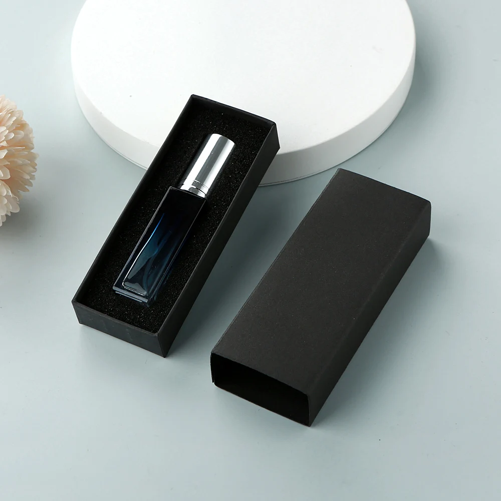 

20pcs 10ml blue gradient square thick glass perfume spray bottles with boxes, exquisite, portable & refillable.
