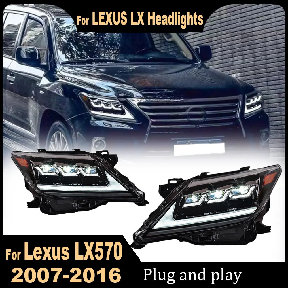 Car Headlight Styling FOR Lexus LX 570 LX570 2007 2008 2009 2010 2011-2015 Front Projector Lens DRL Car Head Lamp Accessory LED