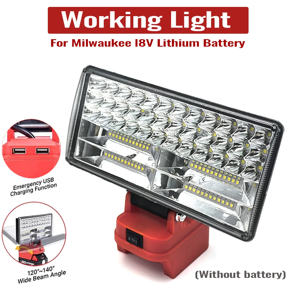 Led Light For Milwaukee 18V Li-ion Battery LED Work Light 8 inch Tool Light Portable Emergency Flood Lamp Camping lamp