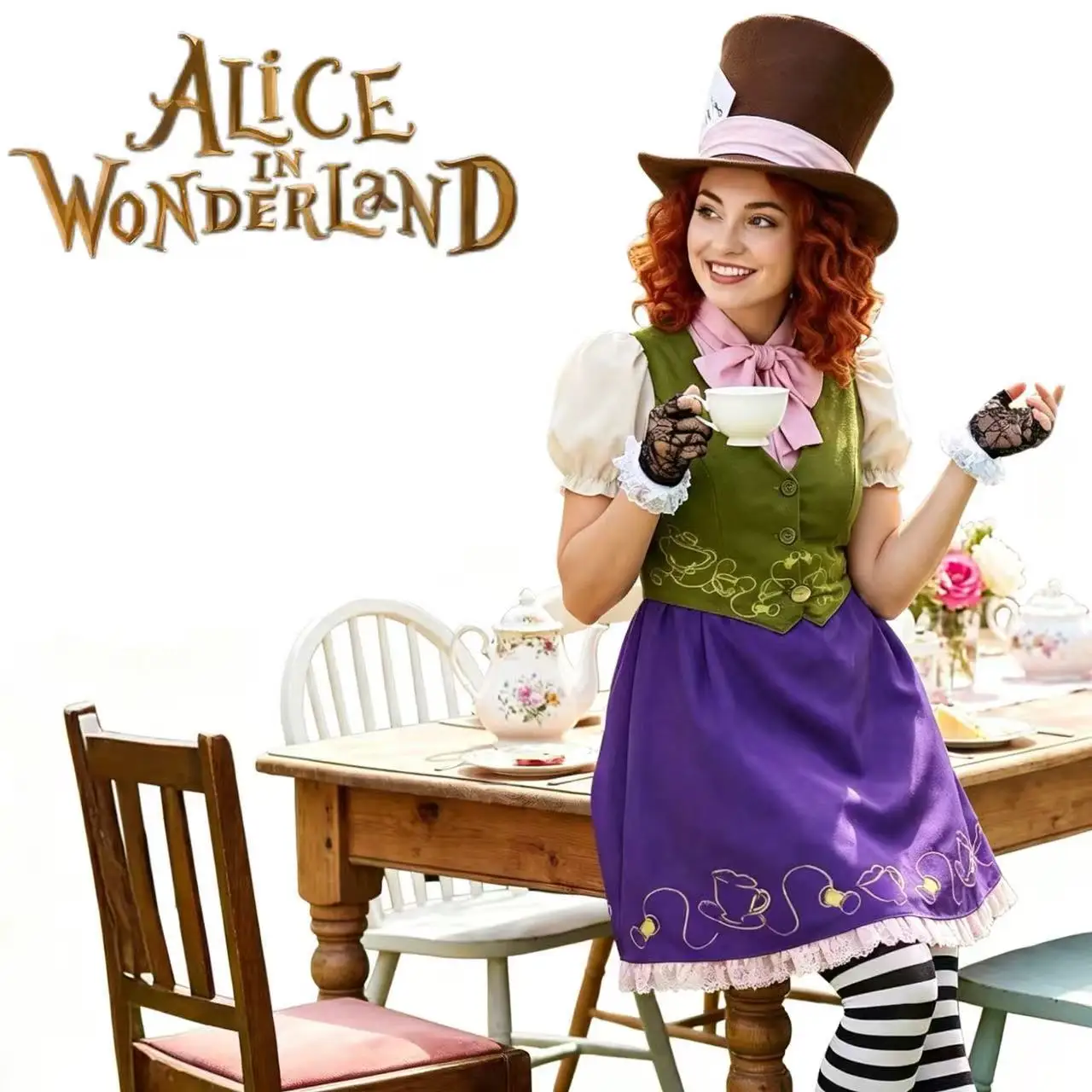 

‌Alice in Wonderland‌ Mad Hatter Dress Cosplay Costume Movie Character Halloween Masquerade Performance Clothing for Women
