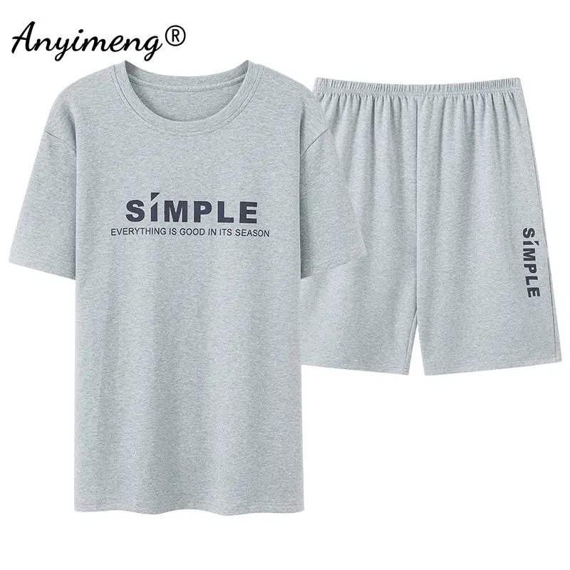 L-4XL Casual Short Sleeve Pajama Korean Minimalist Style Men Pijama Summer Mens Cotton Sleepwear Casual Pullover Boys Homsuits