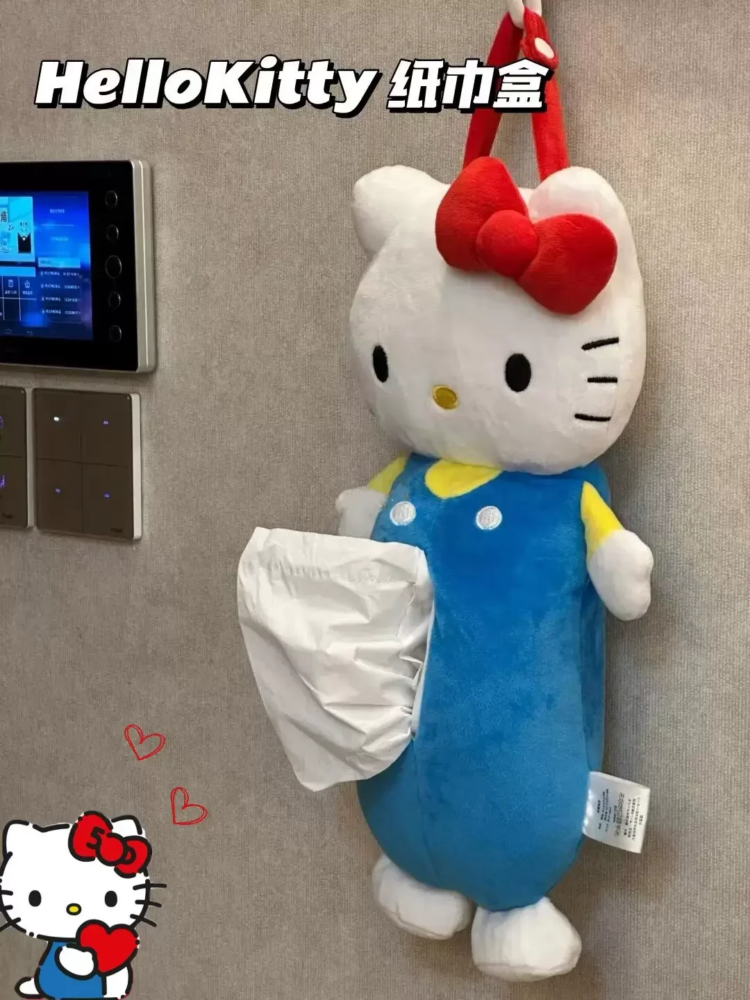 

2024 г., бумажная коробка Hello Kitty, коробка для салфеток Sanrio, плюшевый портативный комплект для хранения в виде девушки из аниме «подвесного вида», коробка для хранения салфеток, милый подарок