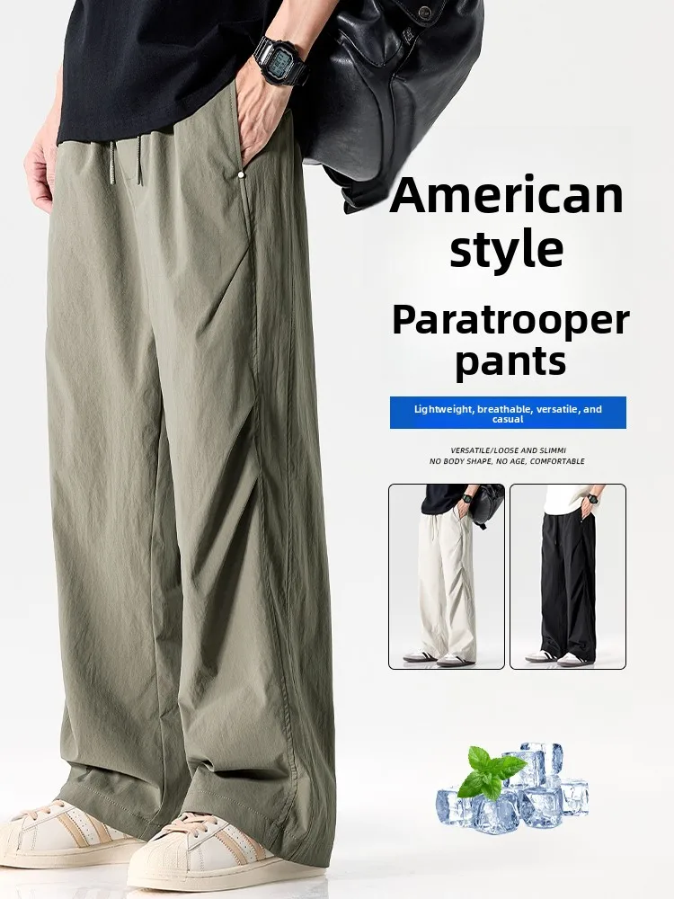 

Comfortable Straight Leg Casual Pants Men's Autumn Winter Thin American Functional Paratrooper Pants Breathable Long Trousers