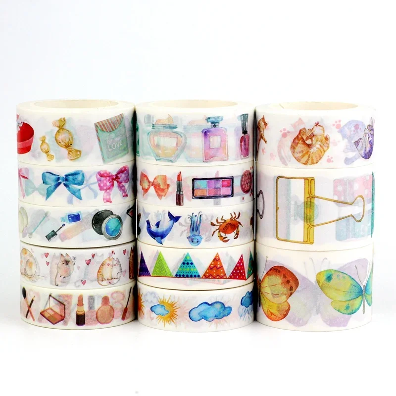 1PC 10M Deco Books  Makeups Paper Washi Tape Set for Planner Scrapbooking Adhesive Masking Tape Kawaii Papeleria School Supplies