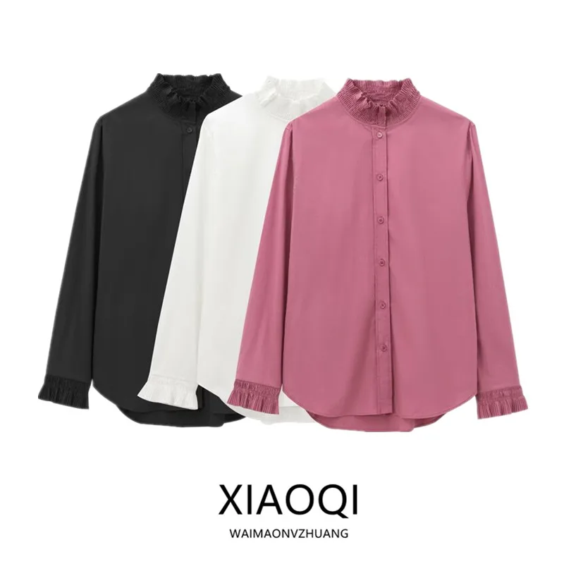 Autumn Winter New Arrival Women's Slimming Cotton Long Sve irt Versatile Layered Decorative Loose Fit Premium Quali