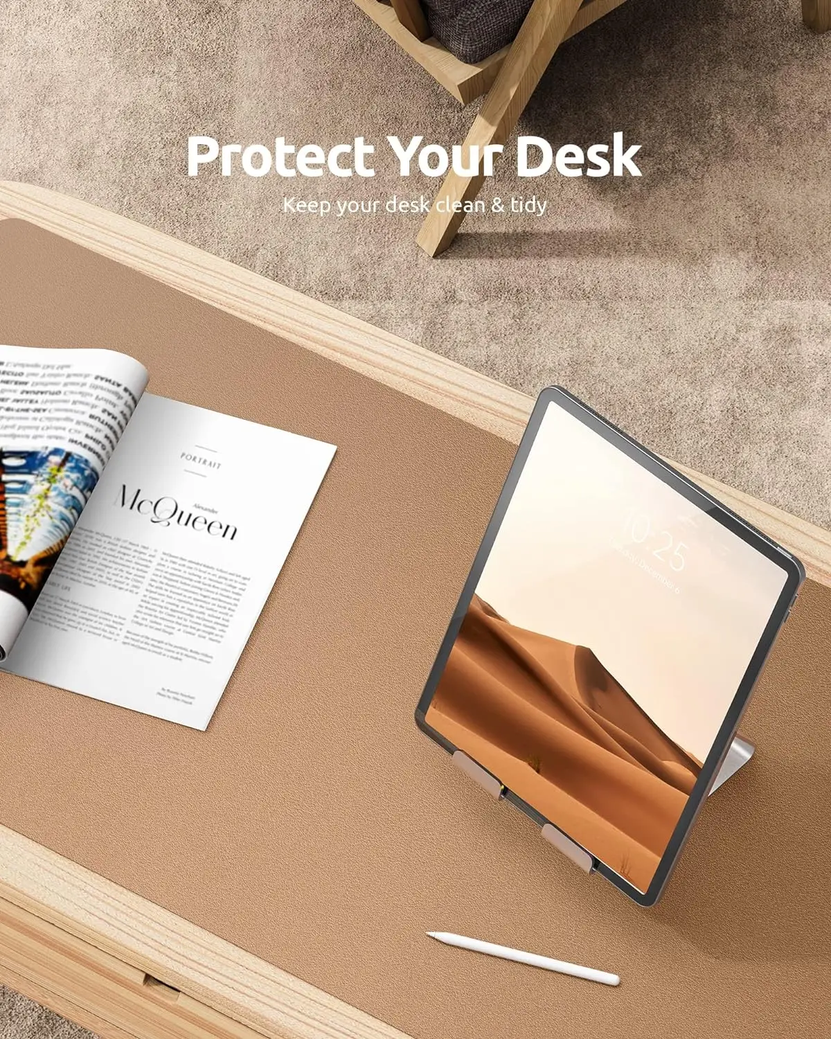 90X43CM Leather Desk Pad Protector, Office Desk Mat, Mouse Pad, Non-Slip PU Leather Desk Blotter, Large Size Laptop Desk Pad