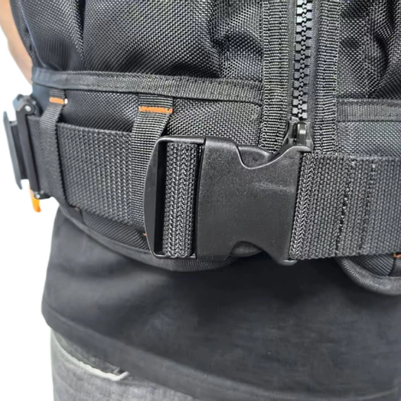 TOOLSTACK Robuste Arbeitsweste mit Mehreren Taschen, Langlebige Atmungsaktive Bauweste, Verstellbare Multifunktionale Elektrikerweste – Detail 9