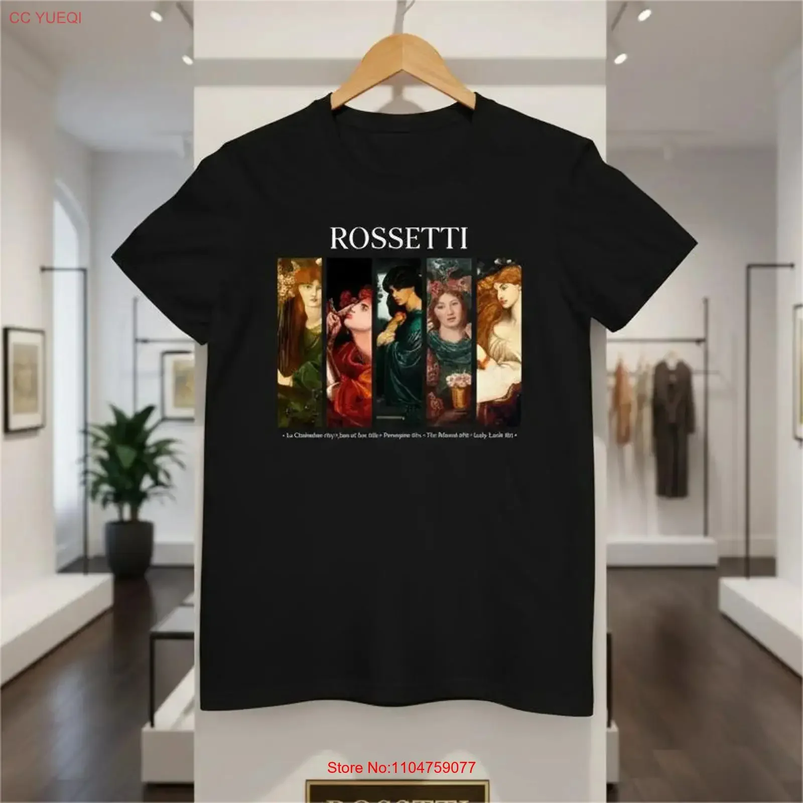 Camiseta Rossetti Pre Raphaelite Art Preta Vintage Estética T889 Lavada e Elástica Estilosa Streetwear Macia